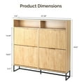 thumbnail image 2 of Ktaxon Fluted Shoe Cabinet for Entryway with 4 Flip Drawers & 1 Compartment & LED Lights 30 Pairs, Hidden Shoes Storage Cabinet Mid - Century Modern, Natural Oak, 2 of 8