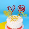 thumbnail image 2 of 10Pcs Mirror Gold Acrylic Love Heart Happy Birthday Cake Toppers Birthday Decoration Cake Tools Mothers Fathers Anniversary Days Gao Jinjia LED, 2 of 2