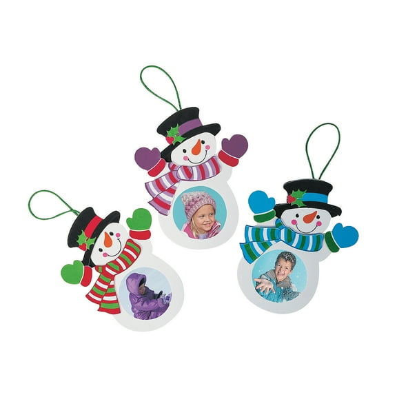 Snowman Picture Frame Ornament 12 - Craft Kits - 12 Pieces