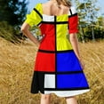 thumbnail image 4 of Mondrian style art deco design in basic colors Sleeveless Dress evening dresses women, 4 of 7