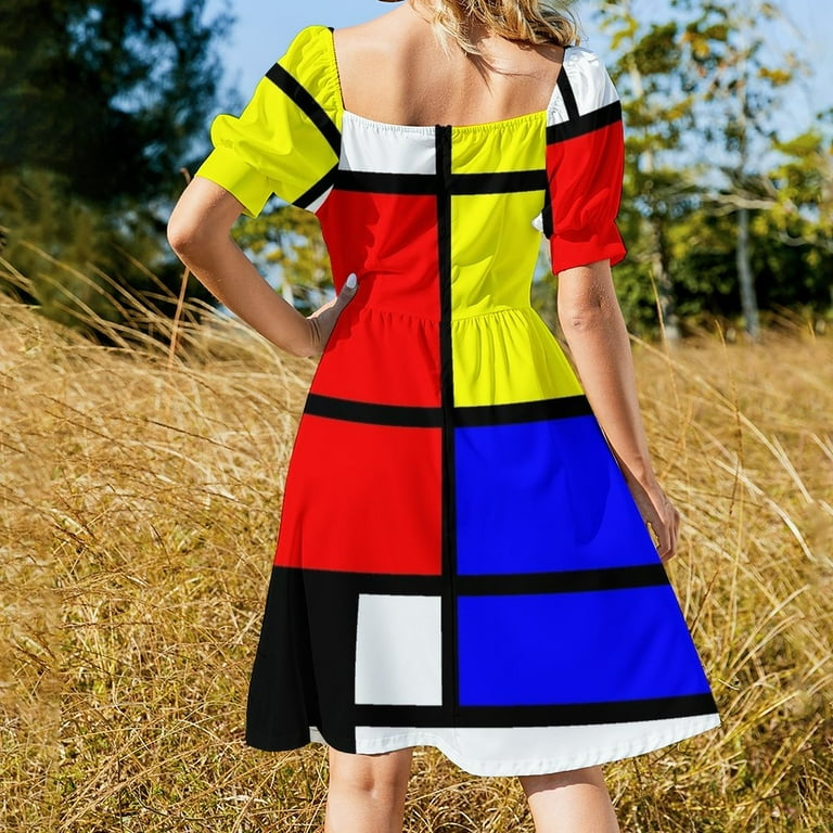 Mondrian style art deco design in basic colors Sleeveless Dress evening  dresses women - Walmart.com
