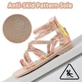 thumbnail image 4 of HOMEHOT Girls Sandals Open Toe Strappy Easy to Slip On Flat Gold 4 Female, 4 of 6