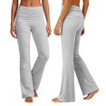 thumbnail image 2 of EliteGoogv Womens Yoga Pants Fold Waist Wide Leg Trousers For Women Summer Vacation Casual Pants Light Gray XL, 2 of 7