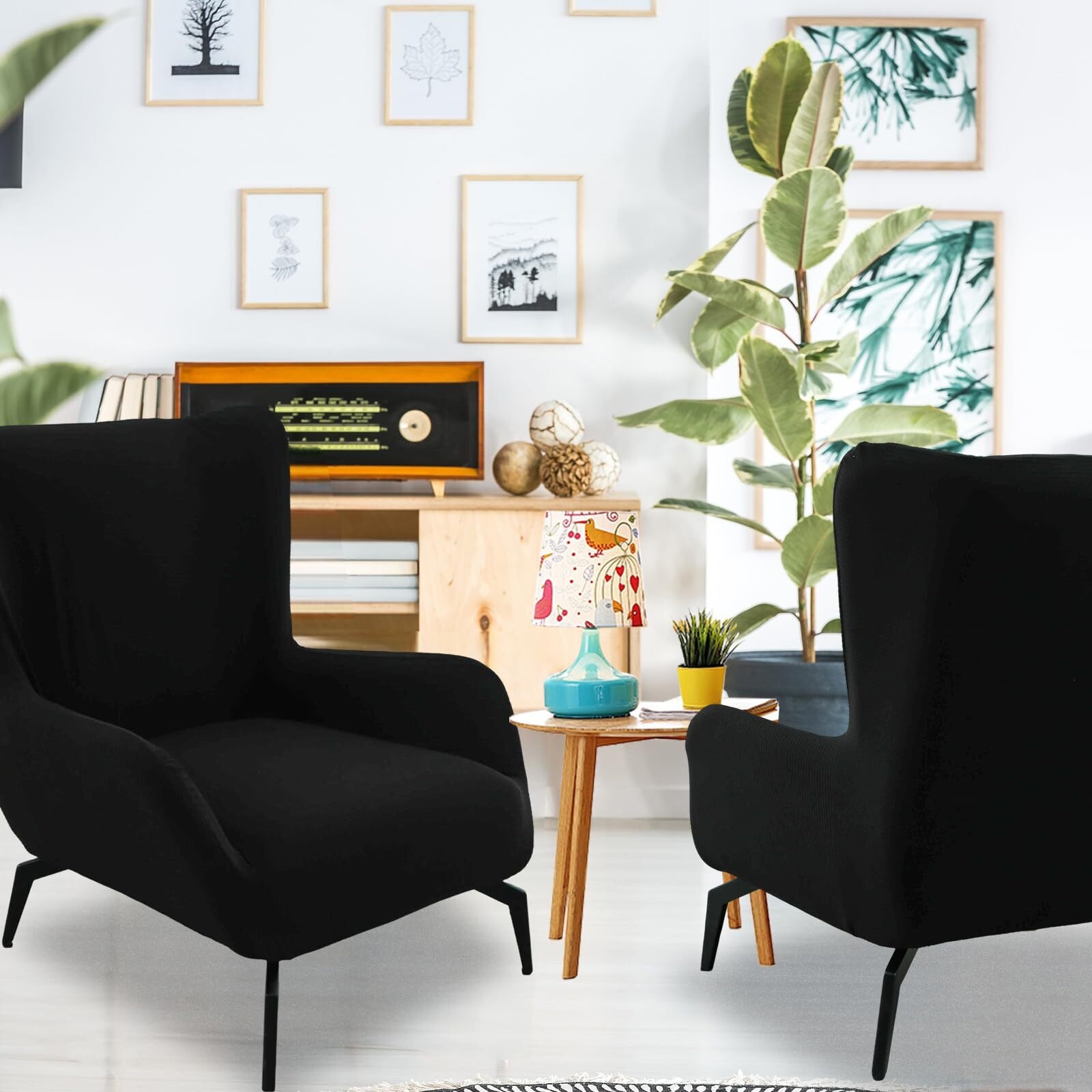 BH-JJSMGS Mid Century Modern Accent Chair Cover Jacquard Armchair Slipcover Soft Armchair Sofa Covers Removable Washable Chair Covers with Arms Furniture Protector for Living Room