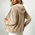thumbnail image 6 of Velvet Long Sleeve Cardigan Hoodies Women Button Womens Hood Shirts Khaki XXXXXL, 6 of 9
