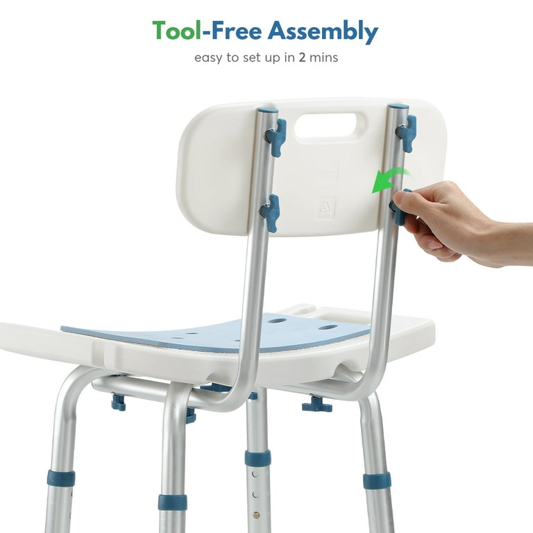 FSA/HSA Eligible Shower Chair for Inside Shower, Shower Stool with Free  Assist Grab Bar/Toiletry Bag, Tool-Free Assembly Shower Seat for Bathtub