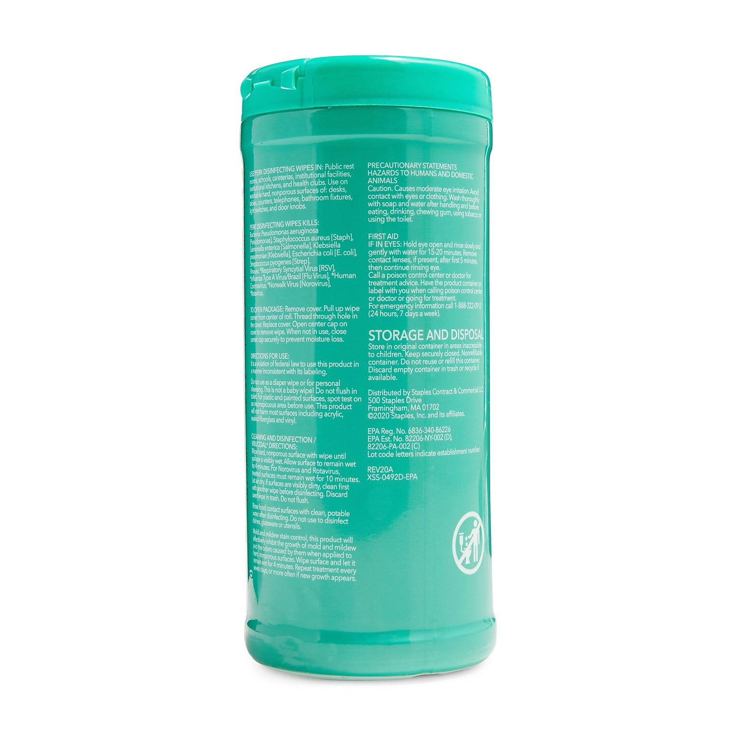 Staples Perk Disinfecting Wipes Fresh & Lemon Scent 35 Wipes/Container 6/Carton PK61527/PVS