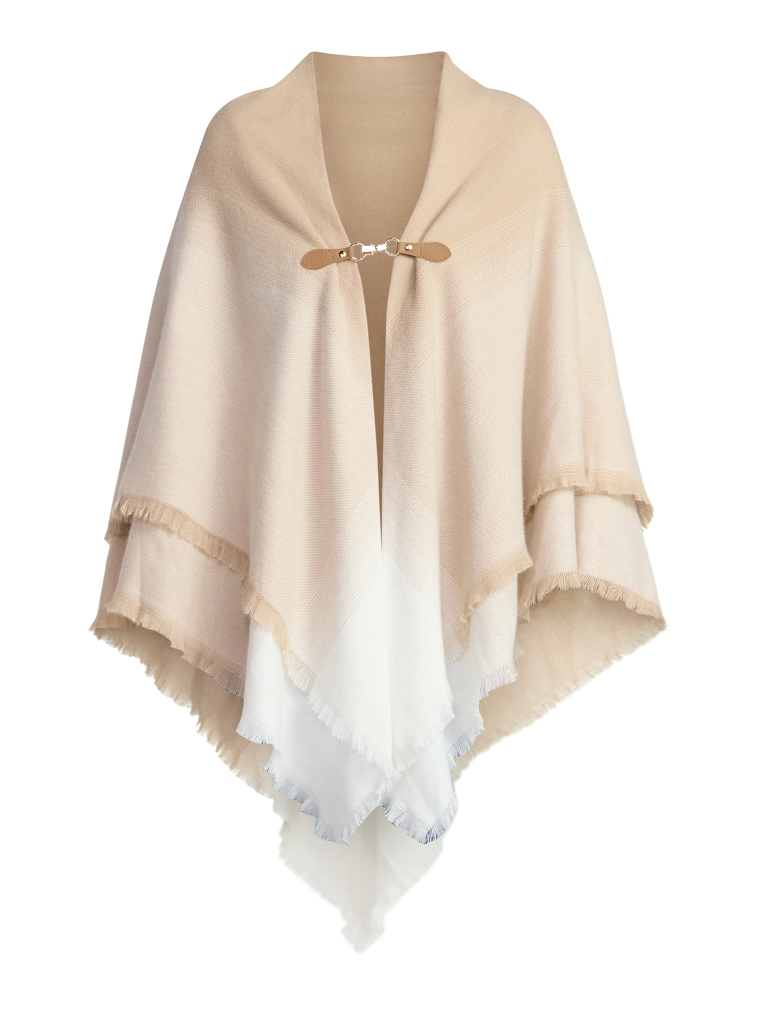 Time and Tru Women's Gradient Weave Toggle Poncho, Tan, Sizes S/M-L/XL