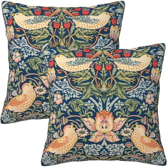 Ryan; Vintage Floral Throw Pillow Covers 18x18 inch Set of 2 Bird Floral Pillow Cases Farmhouse Decorative Cushion Covers for Sofa Couch