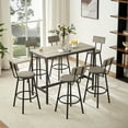 thumbnail image 3 of 7 Piece Dining Table Set, Kitchen Table Set with 6 PU Dining Chairs for 6, Rectangular Dining Room Table Set with 6 Backrest Chairs, Dining Table Set for Small Space Living Room Apartment Studio, Grey, 3 of 8