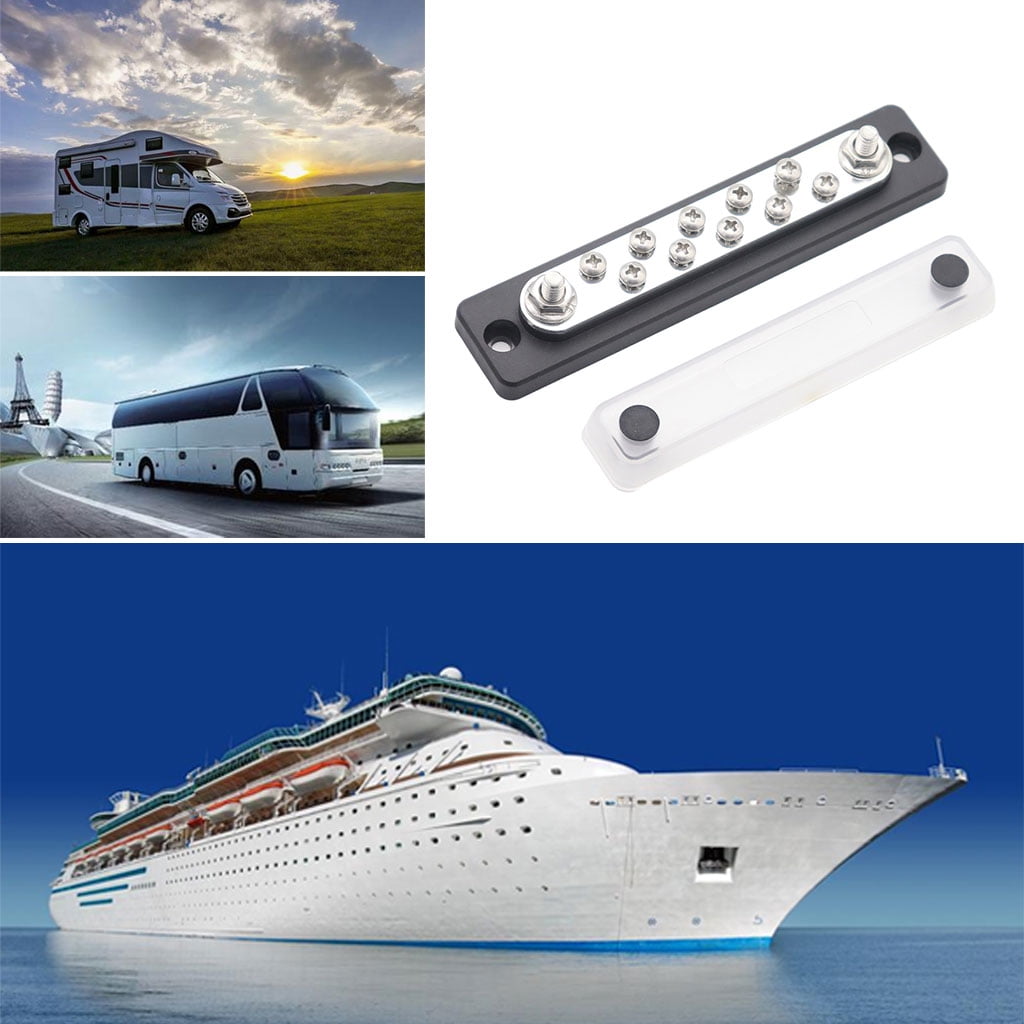 BQBQERT Terminals Power Distribution Block Busbar with Transparent Cover Heavy Duty 10 Way 2 Terminal Bus