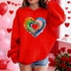 thumbnail image 3 of Sudadera con capucha y estampado de corazón de San Valentín, sudadera de manga larga para niños y niñas, chaqueta para niñas de talla mediana y grande., 3 of 7