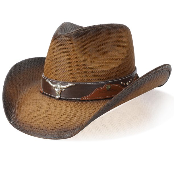 Sombrero vaquero WQWOVRVO con ala ancha de paja para mujeres y hombres, color marrón