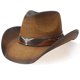 thumbnail image 1 of Sombrero vaquero WQWOVRVO con ala ancha de paja para mujeres y hombres, color marrón, 1 of 7