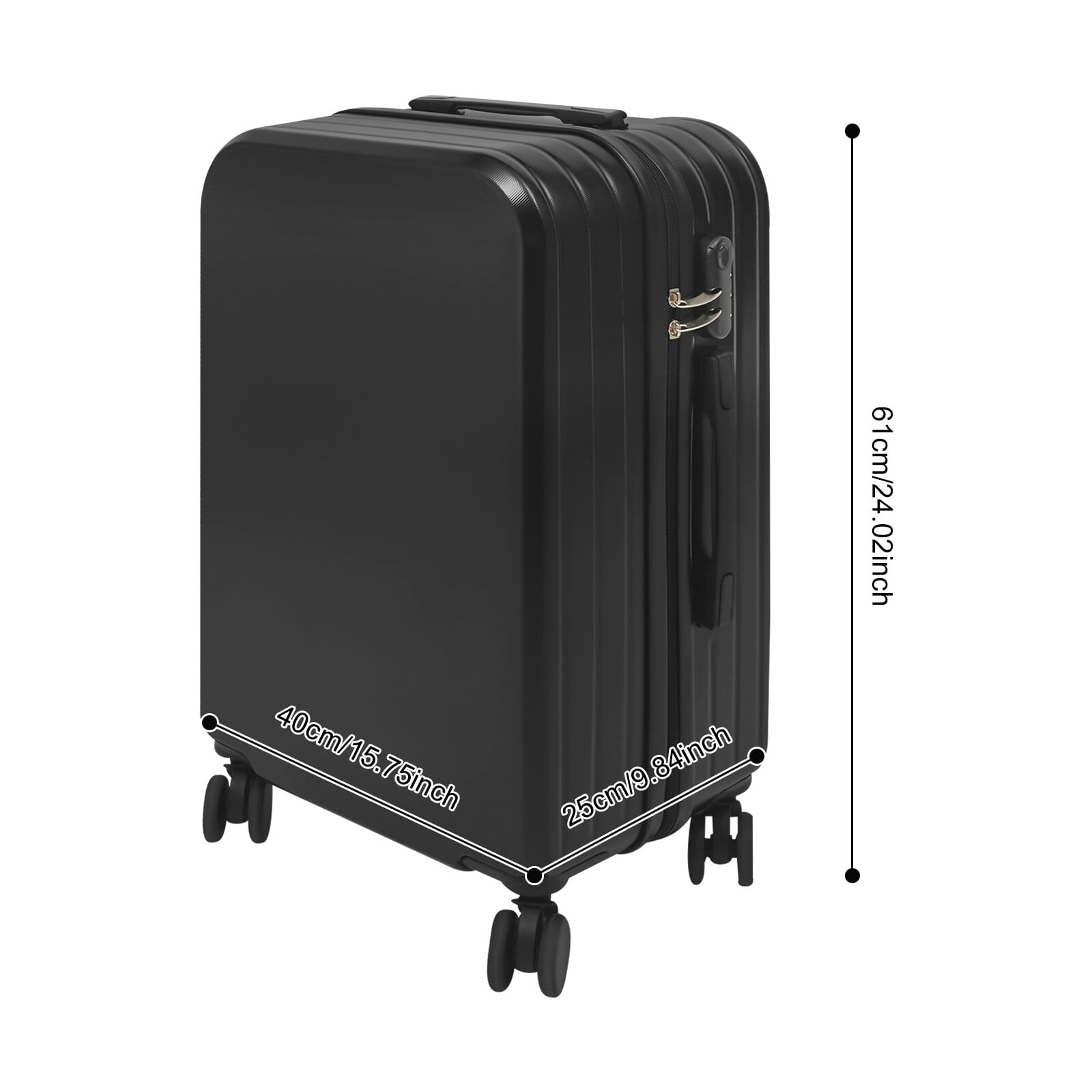 Black 24 inch Carry On Luggage, Checked Luggage with Cup Holder & Spinner Wheels Carry On Suitcase Airline Approved with USB Interface Lightweight Travel Luggage Suitcase