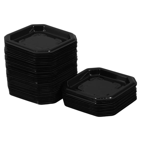 OUNONA  50 Pcs Plastic Plant Saucer Planter Drainage Tray Trays Nursery Black
