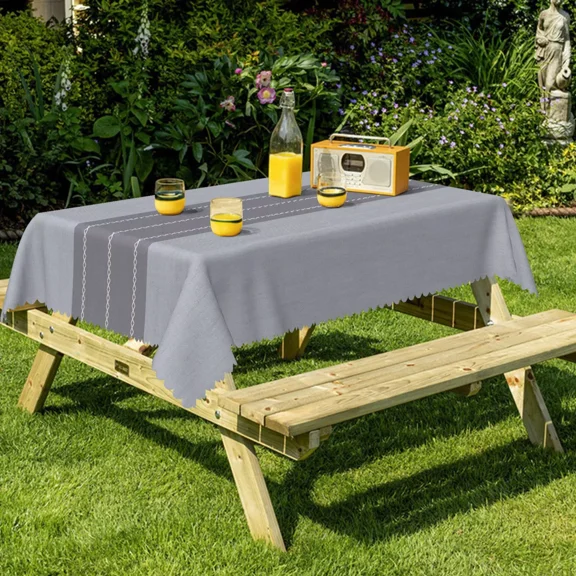 Nanqianyi Rectangle Tablecloth, Modern Gray Stripe Print, Washable Table Cover with Waterproof Wrinkle Resistant for Restaurant Picnic Indoor Outdoor, 60 x 84 Inch