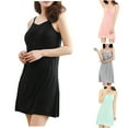 thumbnail image 2 of Qingpeng Womens Built In Bra Cami Nightgown Adjustable Spaghetti Strap Crew Neck Chemise Sleep Dress for Daily Lounge Wear, 2 of 3