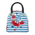 thumbnail image 1 of Balery Red Funny Crab on Blue Stripe Bolsa de Almuerzo para Mujeres, Caja de Almuerzo, Bolsa de Almuerzo Pequeña Impermeable, Tote de Almuerzo Reutilizable con Gran Capacidad, 1 of 6