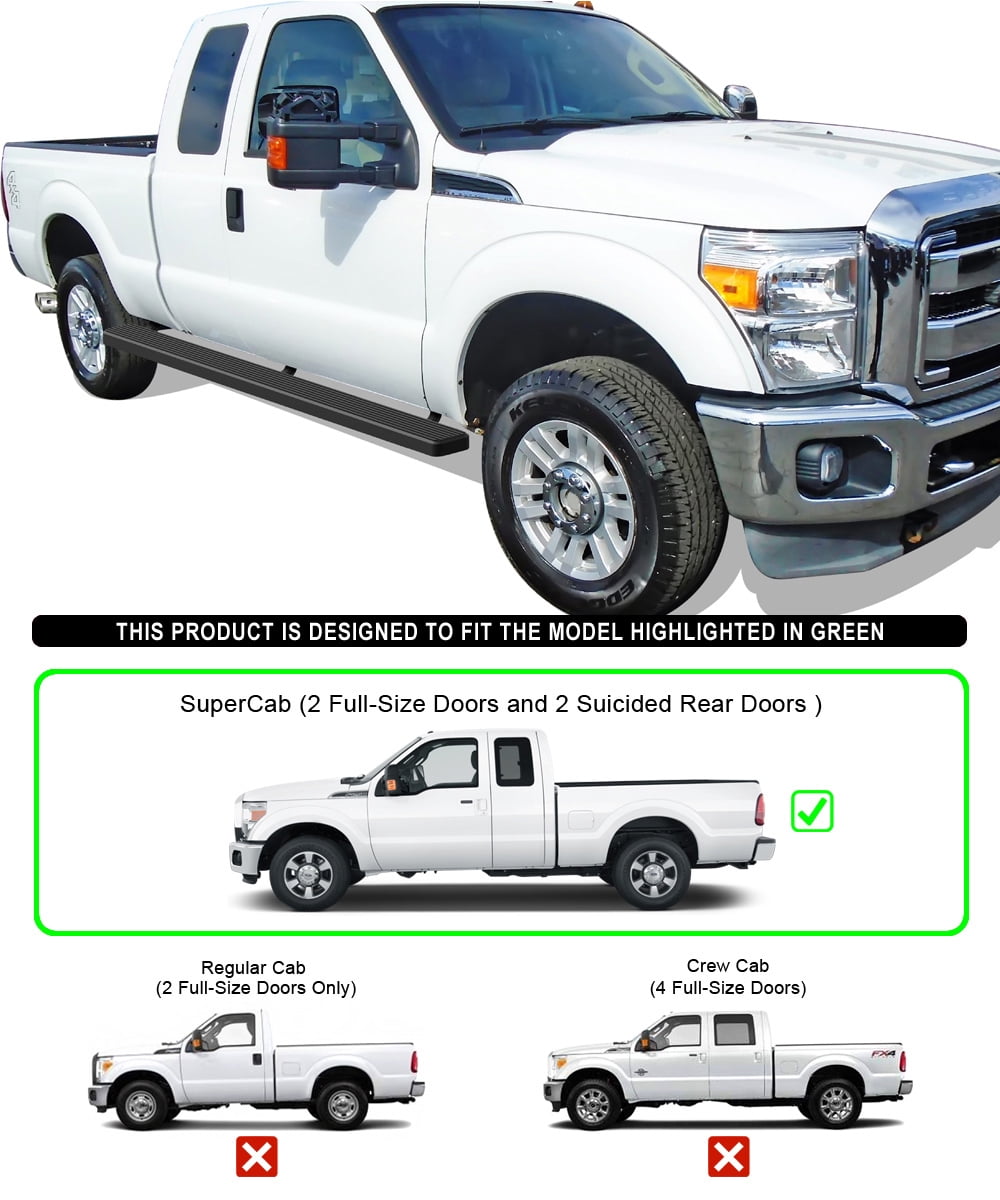 APS Wheel to Wheel Running Boards 5in Compatible with Ford F250 F350 Super Duty 1999-2016 Super Cab Pickup 5.5ft Bed (Nerf Bars Side Steps Side Bars)