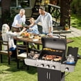 thumbnail image 2 of Erommy Outdoor Burner BBQ Propane Gas Grill - 58000 BTUs Stainless Steel Patio Barbecue Grill with Stove and Side Table White - Propane Gas, 2 of 5