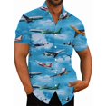 thumbnail image 3 of Camisa con estampado 3D de avión de combate para hombre, camisas y blusas hawaianas informales de verano de gran tamaño, camisa con botones para hombre, 3 of 5