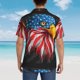 thumbnail image 4 of Balery Eagle Head With American Flag Camisas hawaianas de manga corta para hombre, camisas playeras de corte holgado, camisas de vacaciones con botones,Medium, 4 of 7