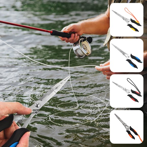 Cagogo 4Pcs Fishing Pliers, Long Nose Stainless Steel Fishing Pliers for Saltwater Freshwater, Multifunction Hook Remover Pliers with Lanyard and Sheath, Professional Fishing Gear for Anglers