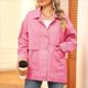 thumbnail image 4 of Chaqueta Vaquera de Mujer, Estilo Boyfriend, Extragrande, con Botones, Larga, Aberturas Laterales Rosa XL, 4 of 9