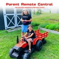 thumbnail image 3 of Outfunny 24V Ride on Toy for Big Kids, Powered Ride On Tractor with Trailer & Remote - Red, 3 of 10