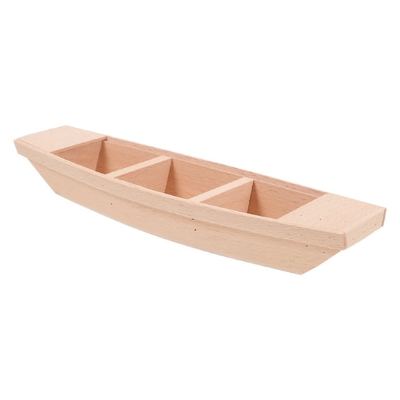 STOBOK 1Pcs Mini Boat Toy Indoor Decoration Log Color Tiny Wooden Boat