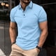 thumbnail image 2 of Camisas de Manga Corta de los Hombres de Color Sólido Turndown Collar Botón Blusa, Ligero Casual de Manga Corta Blusa, 2 of 4