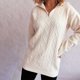 thumbnail image 4 of Ailaofu Women's Sweaters 2025 Fall Winter Quarter Zip Casual Ribbed Cable Knit Pullover, 4 of 5