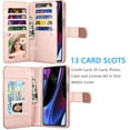 thumbnail image 2 of EBIZCITY for Motorola Edge+ Edge Plus 2022 / Moto Edge+ 5G UW 2022 Case Wallet Detachable Magnetic Cover 9 Card Slots Holder with Wrist Strap Kickstand (Rose Gold Marble), 2 of 6