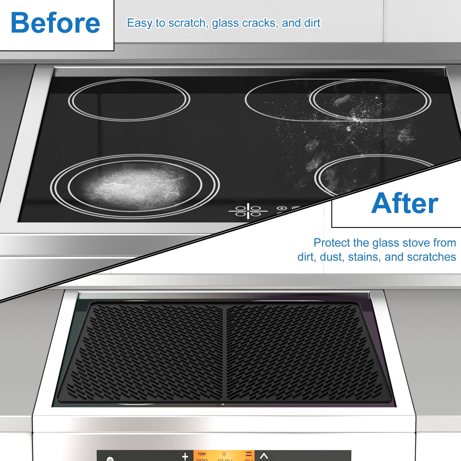 Lzvxtym Stove Top Cover, Silicone Stove Top Cover Heat Resistant Glass Stove Mat for Electric Stove, 28×20 Inch, Black