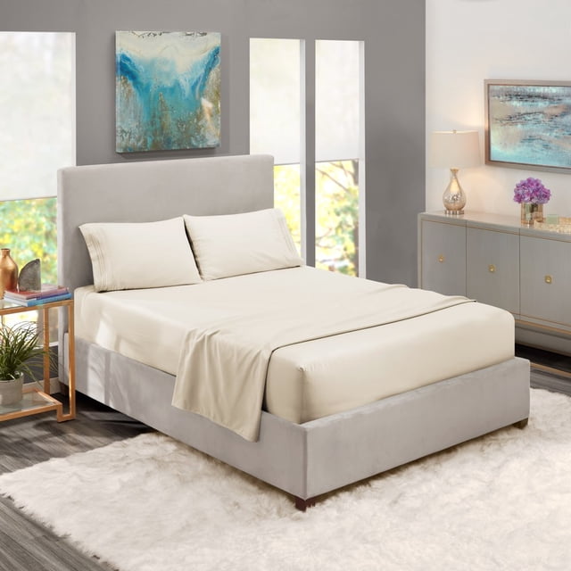 Bed Sheets Set 1800 Series Deep Pocket Soft Microfiber 4 Piece Queen Sheet Sets Gray