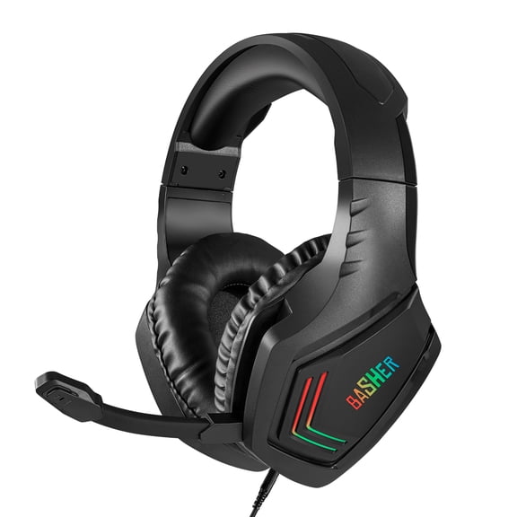 Audífonos Gamer Basher BASH-4208 Ajustable con Luz LED Negro