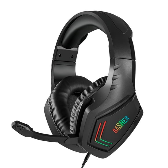 Audífonos Gamer Basher BASH-4208 Ajustable con Luz LED Negro