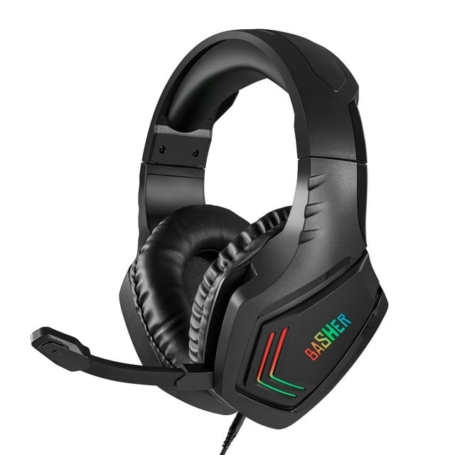 Audífonos Gamer Basher BASH-4208 Ajustable con Luz LED Negro