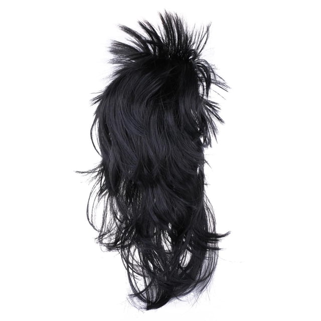 Peluca de estrel de punk rock, disfraz de banda de música de 90 para mujer Negro Zulema Peluca cosplay del punk