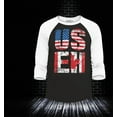thumbnail image 2 of Shop4Ever Men's US EH American Canadian Flag Humor Raglan Baseball Shirt Small Black/White, 2 of 4
