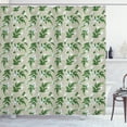thumbnail image 1 of Jasmine Shower Curtain, Exotic Jasmine Flowers on Green Branches Pattern in Irregular Order, Fabric Bathroom Set with Hooks, 69W X 84L Inches Extra Long, Fern Green White Dust, by Ambesonne, 1 of 3