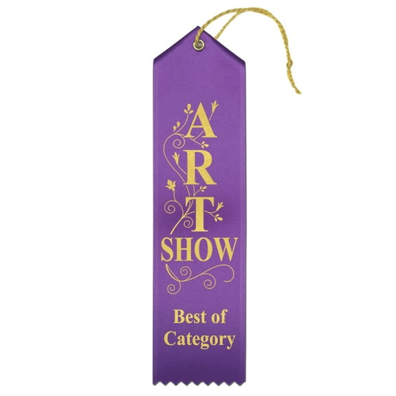 RibbonsNow Art Show Best of Category Ribbons - 25 Purple Ribbons with Card & String