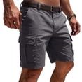 thumbnail image 2 of HKYNLAG Men's Twill Cargo Shorts Relaxed Fit Lightweight Durable Casual Hiking Shorts Multi Pockets Casual Golf Outdoor Work Shorts (No Belt) Dark Gray M, 2 of 5