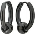 thumbnail image 1 of Laklulu - Pendientes de aro con bisagras de acero inoxidable con cuentas circulares negras para hombres y mujeres, 2 unidades, 1 of 5