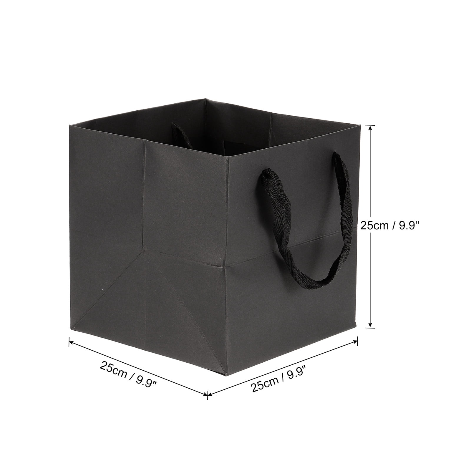 Unique Bargains Paper Gift Bag with Handle, Storage Bag for Party Favor 5 Pack Black S