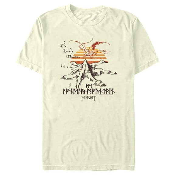 Men's The Hobbit: An Unexpected Journey The Lonely Mountain Graphic Tee Beige 3X Large