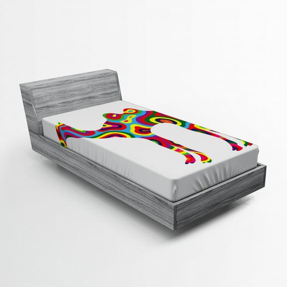 Ambesonne Trippy Fitted Sheet, Abstract Camel, Twin XL Size, Multicolor