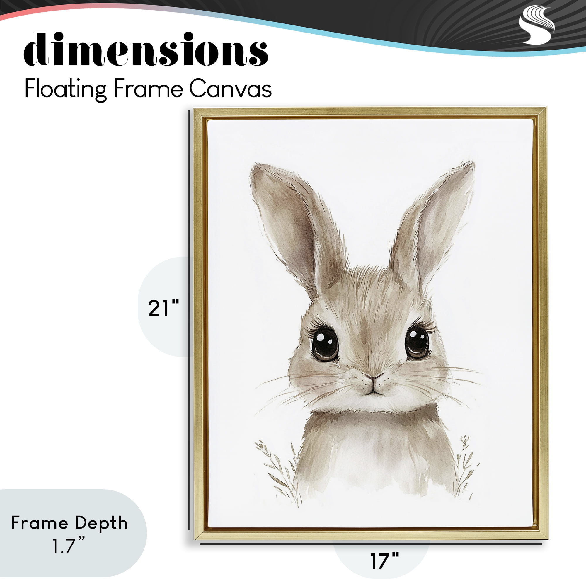 Stupell Industries Nursery Babies Bunny Gold Framed Floater Canvas Wall Art, design by Ramona Murdock
