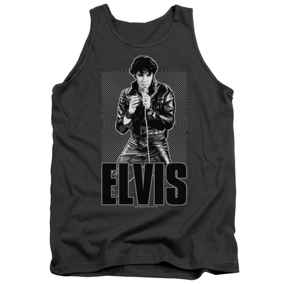Elvis Presley Leather Adult Tank Top Charcoal